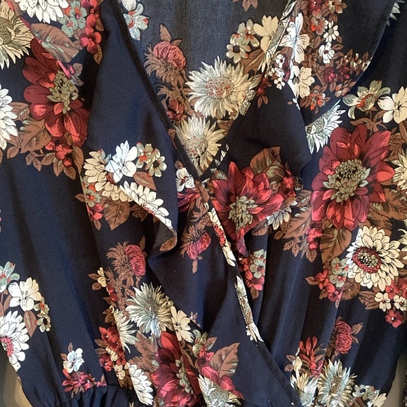 Black Tape Pink and Blue Long Sleeve V-Neck Sundress - Picture 3 of 16